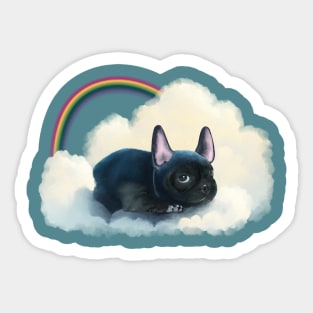 Raimbow and sweet french bulldog with clouds, Watercolor French bulldog lovers Sticker